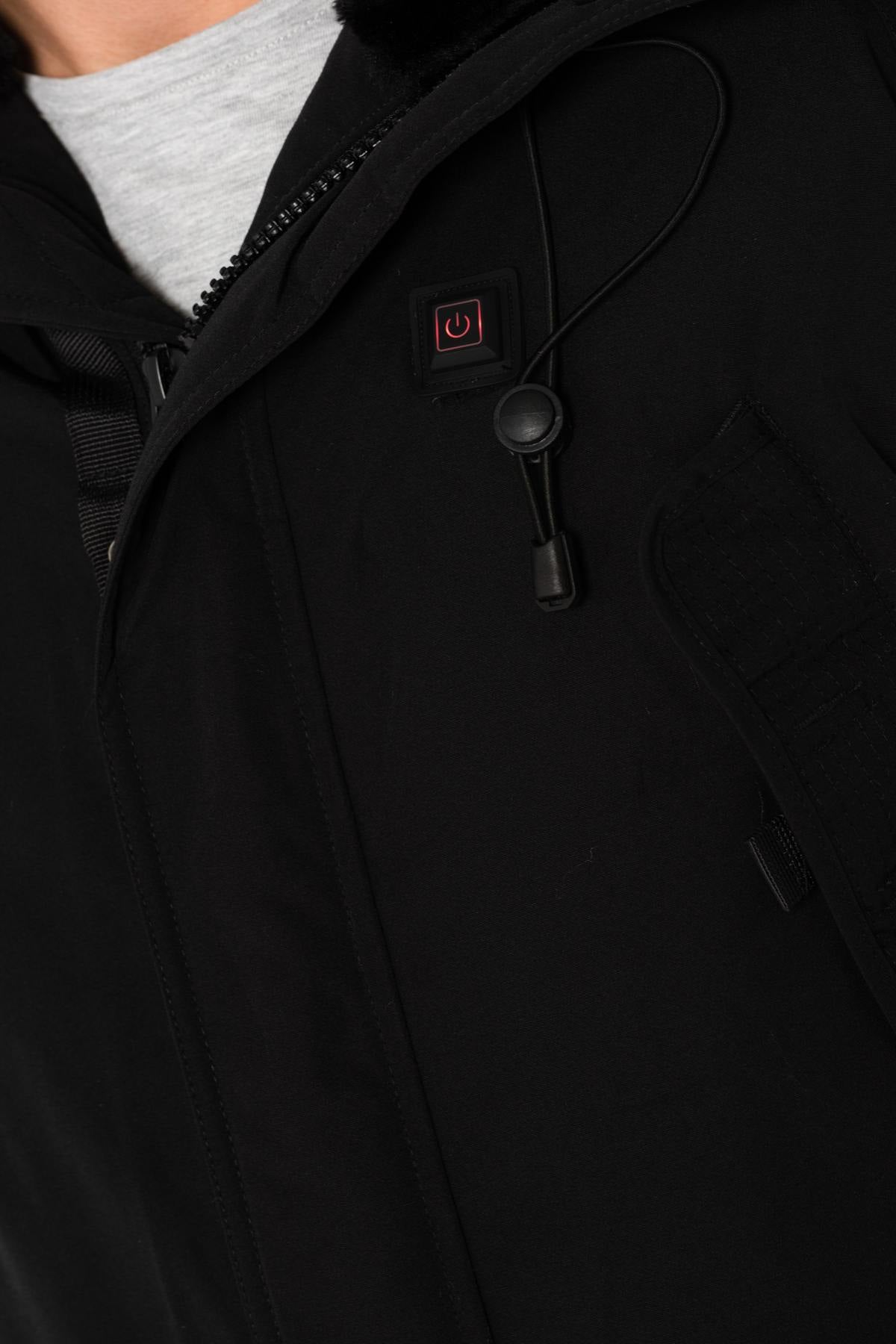 Helvetica men's black heated parka with black collar - Image n°8