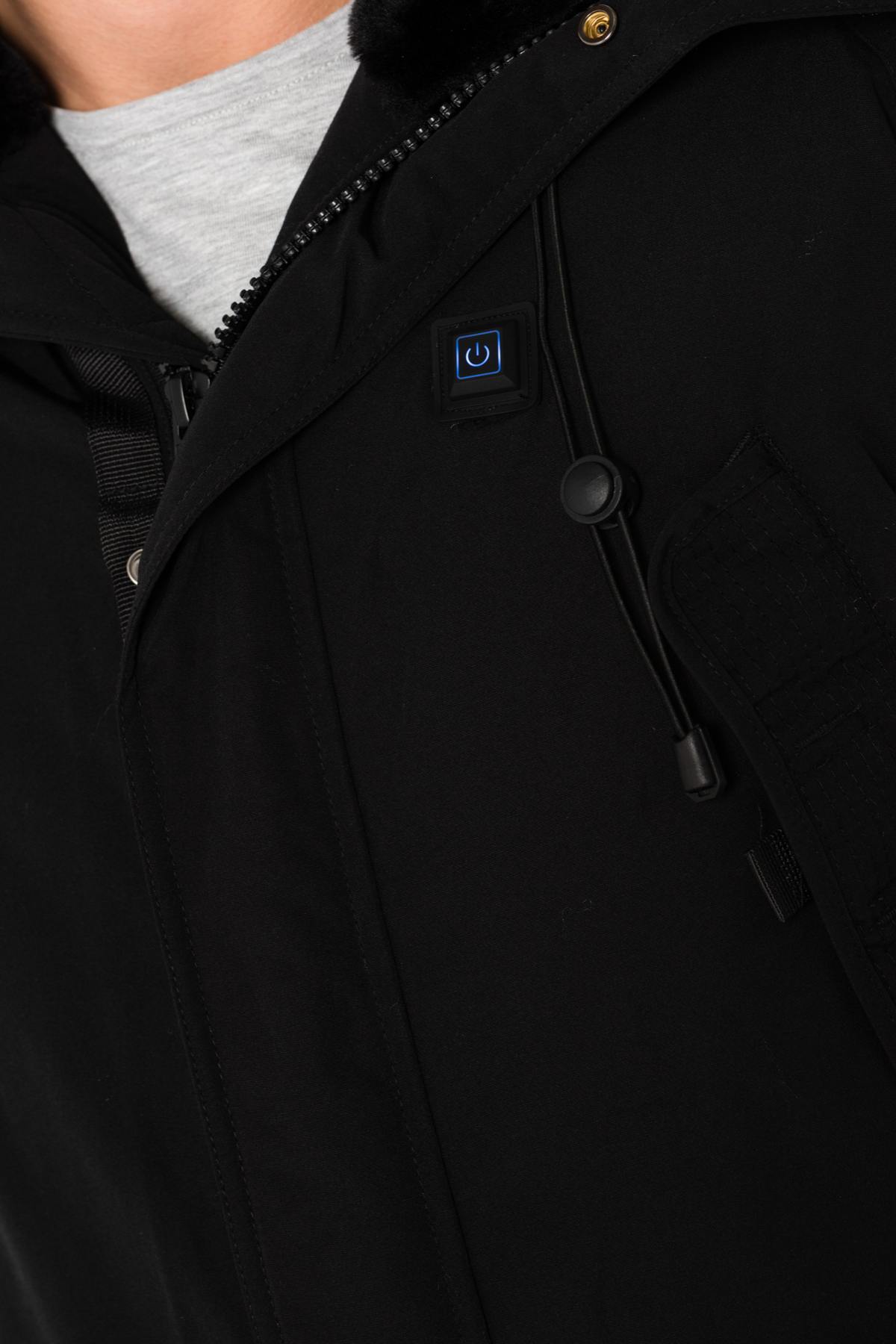 Helvetica men's black heated parka with black collar - Image n°9