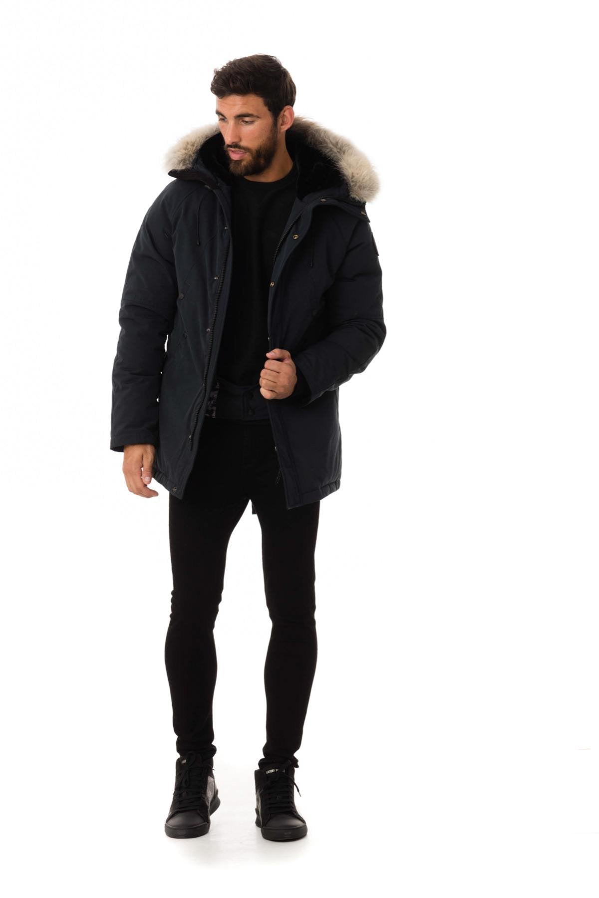 Helvetica men's navy blue parka - Image n°2