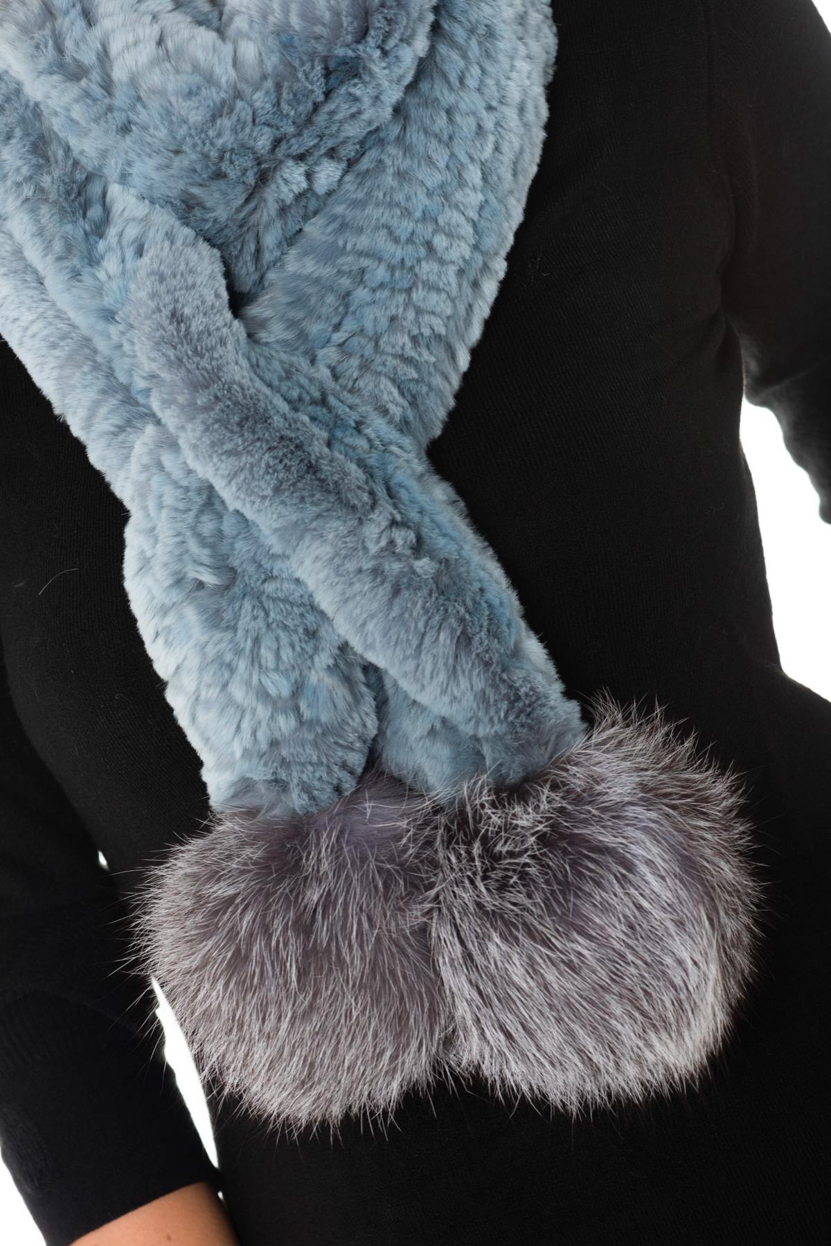 Ice blue rex rabbit scarf - Image n°3