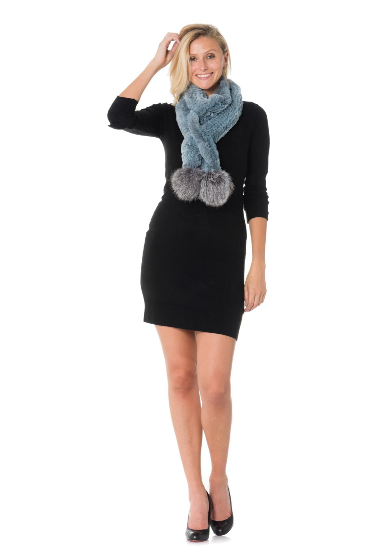 Ice blue rex rabbit scarf - Image n°2