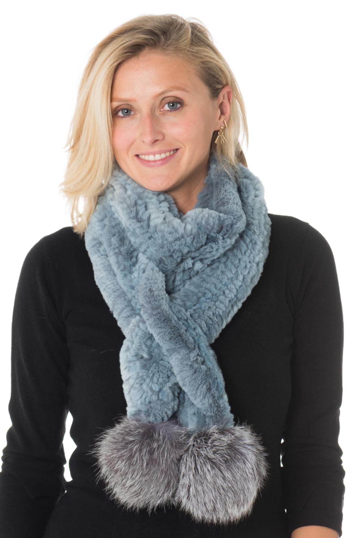 Ice blue rex rabbit scarf - Image n°1