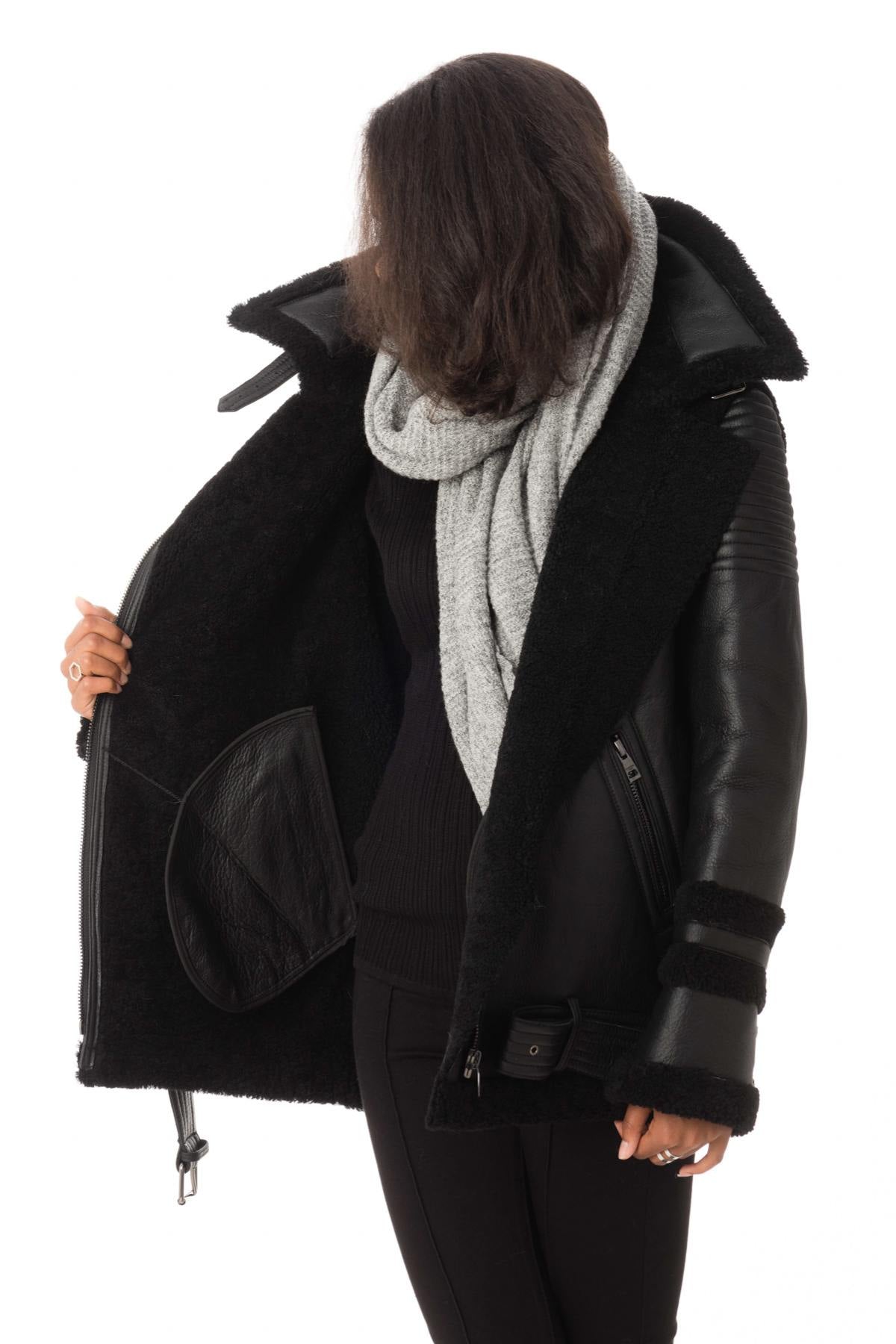 Black shearling jacket - Image n°6