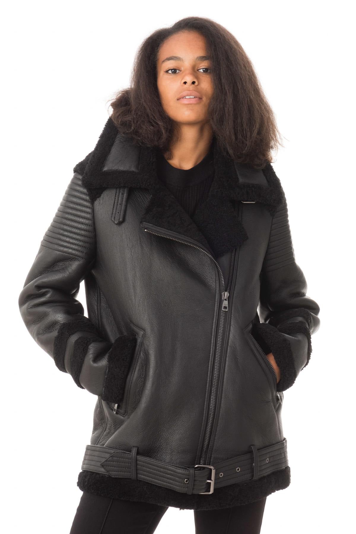 Black shearling jacket - Image n°1