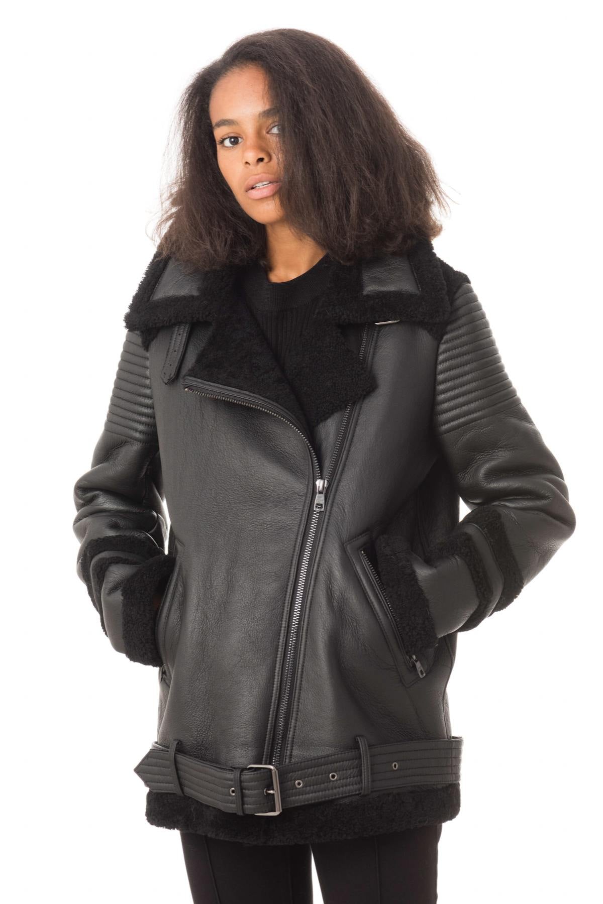 Black shearling jacket - Image n°5