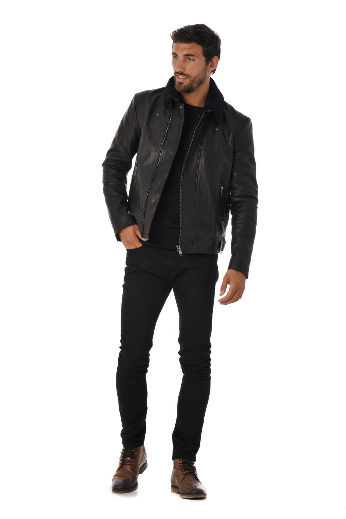 Grained lambskin leather jacket - Image n°2