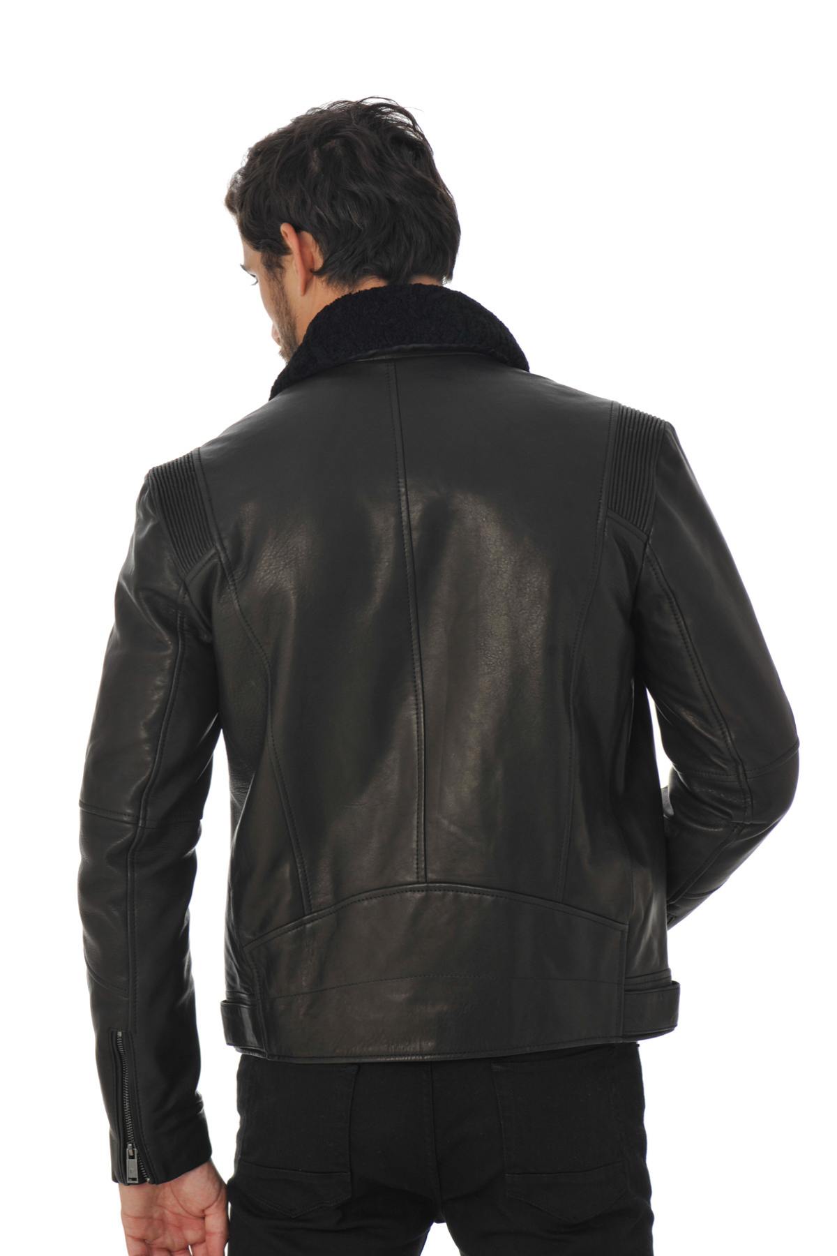 Grained lambskin leather jacket - Image n°5