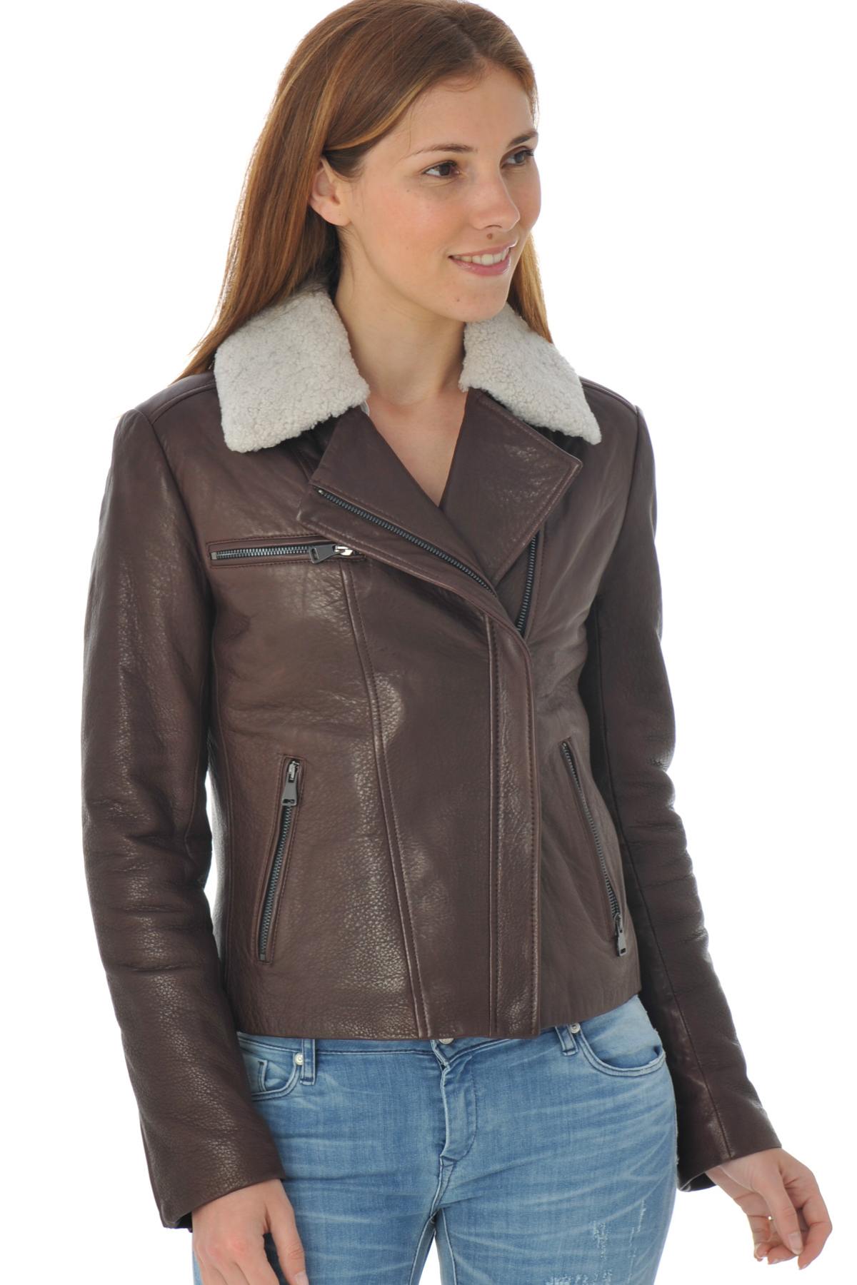 Aviator-style jacket in grained leather - Image n°3