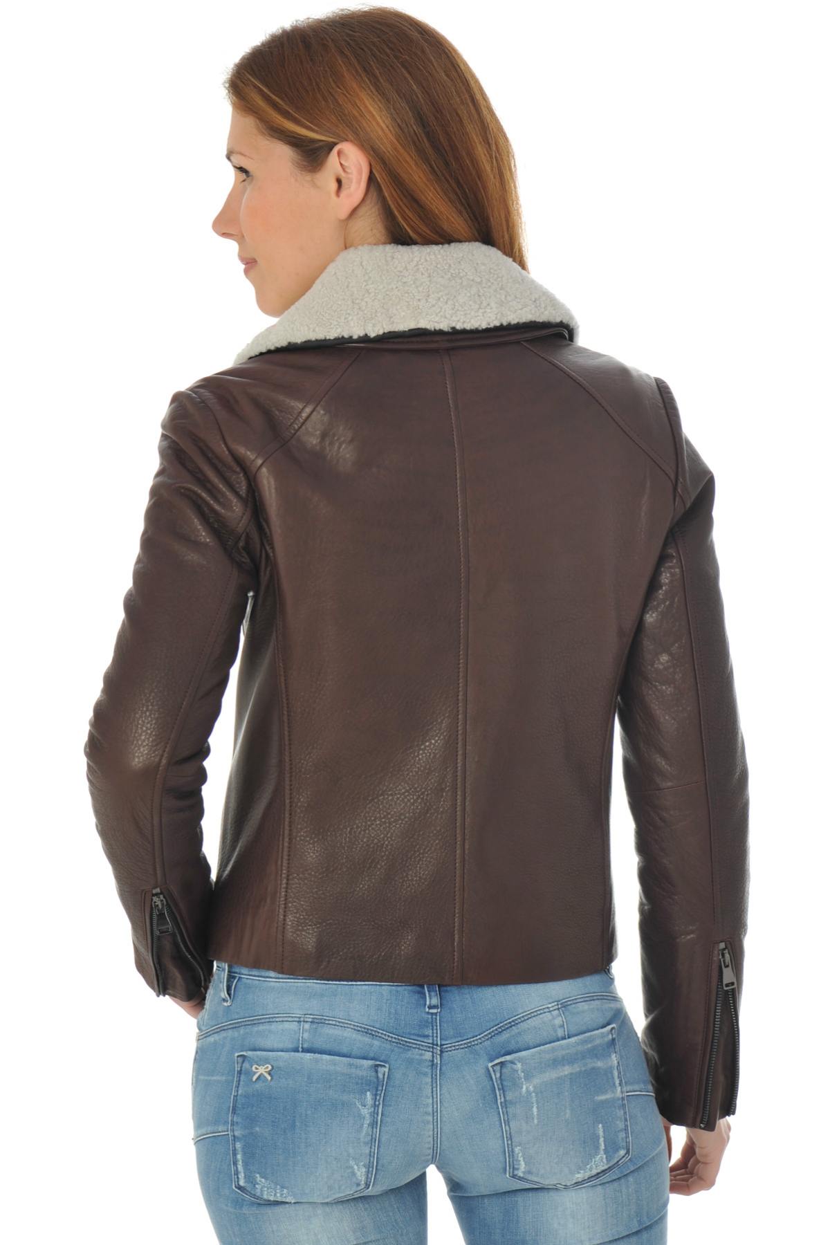 Aviator-style jacket in grained leather - Image n°4