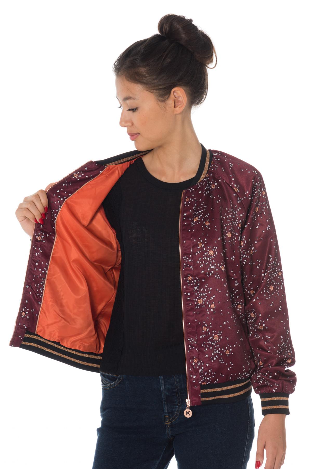 Kaporal women's burgundy flower print bomber jacket - Image n°5