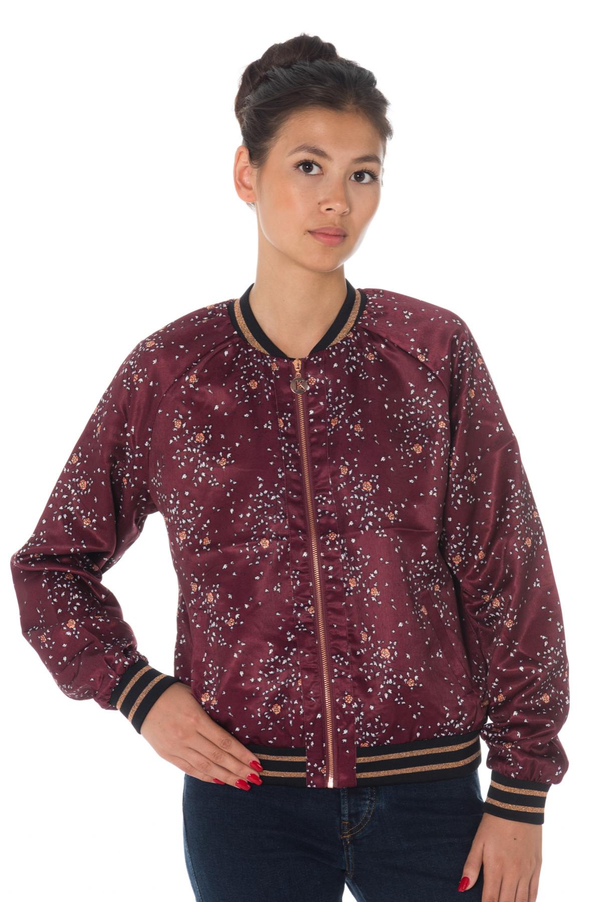 Kaporal women's burgundy flower print bomber jacket - Image n°3