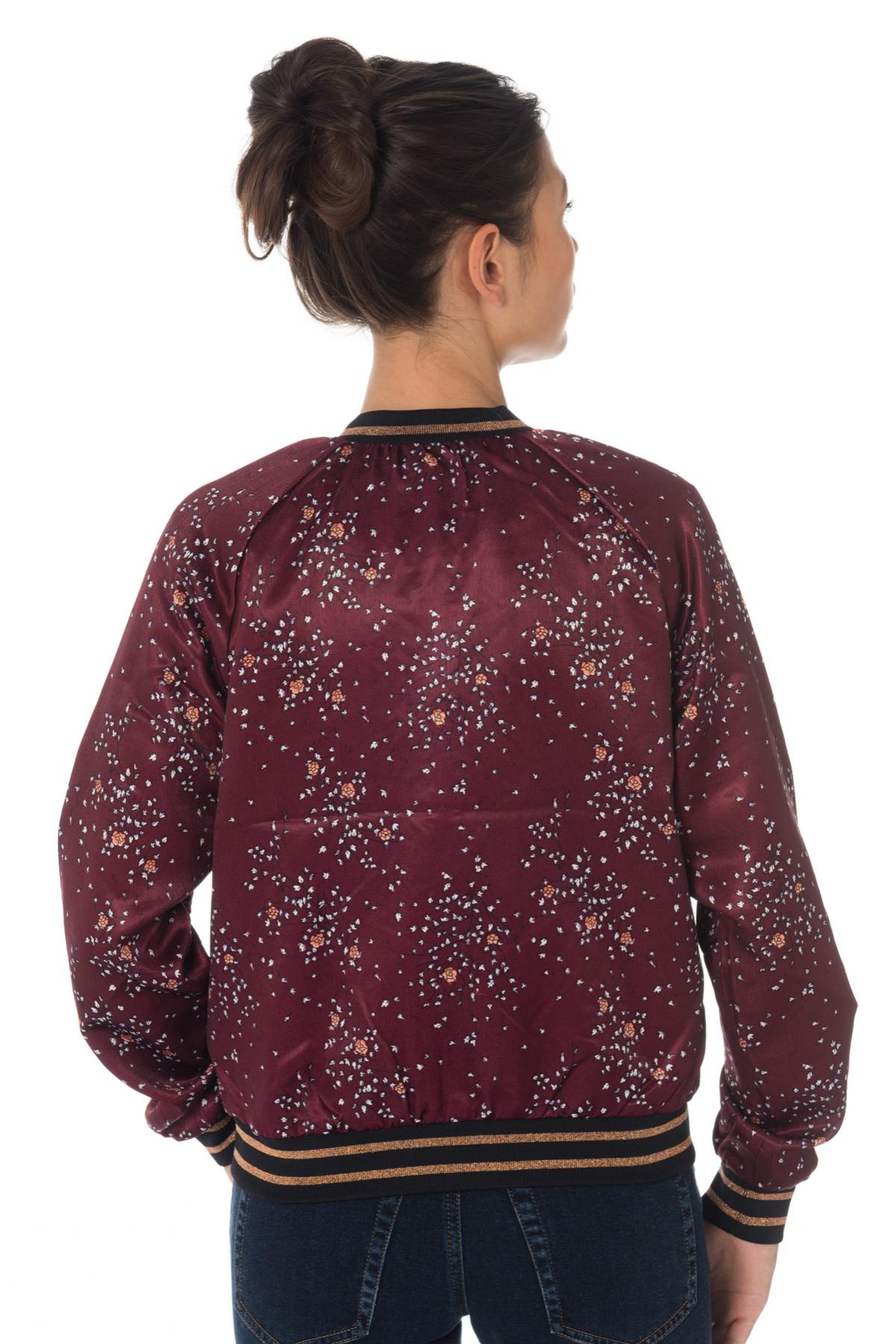 Kaporal women's burgundy flower print bomber jacket - Image n°4