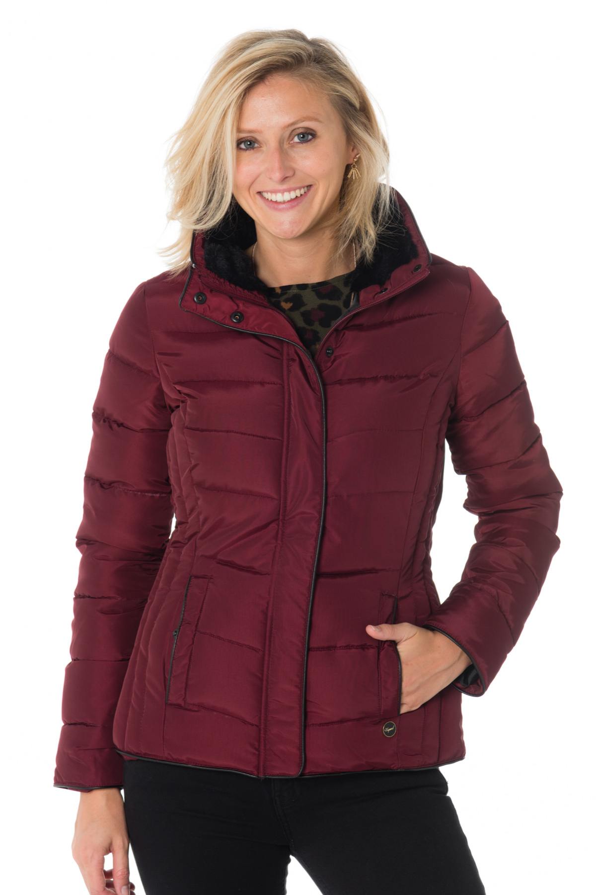 Kaporal women's casual burgundy down jacket - Image n°1