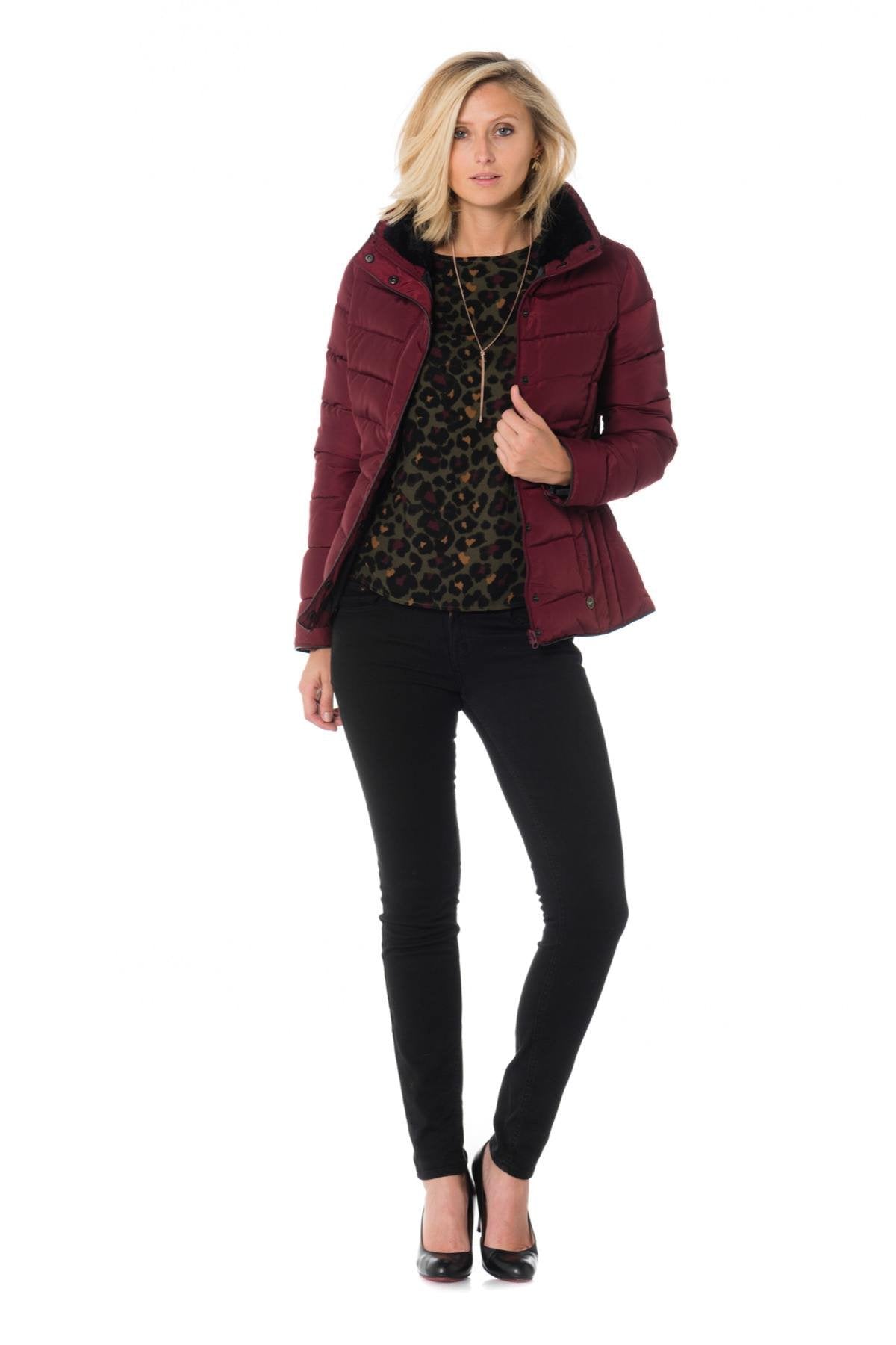 Kaporal women's casual burgundy down jacket - Image n°2