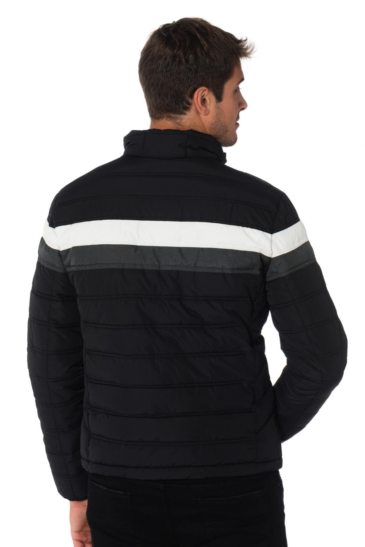 Kaporal men's black down jacket with gray and white stripes - Image n°7