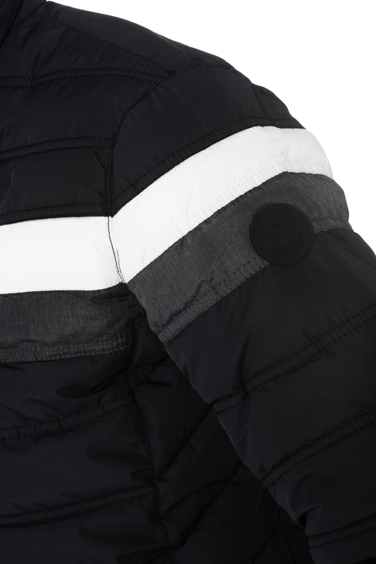 Kaporal men's black down jacket with gray and white stripes - Image n°5