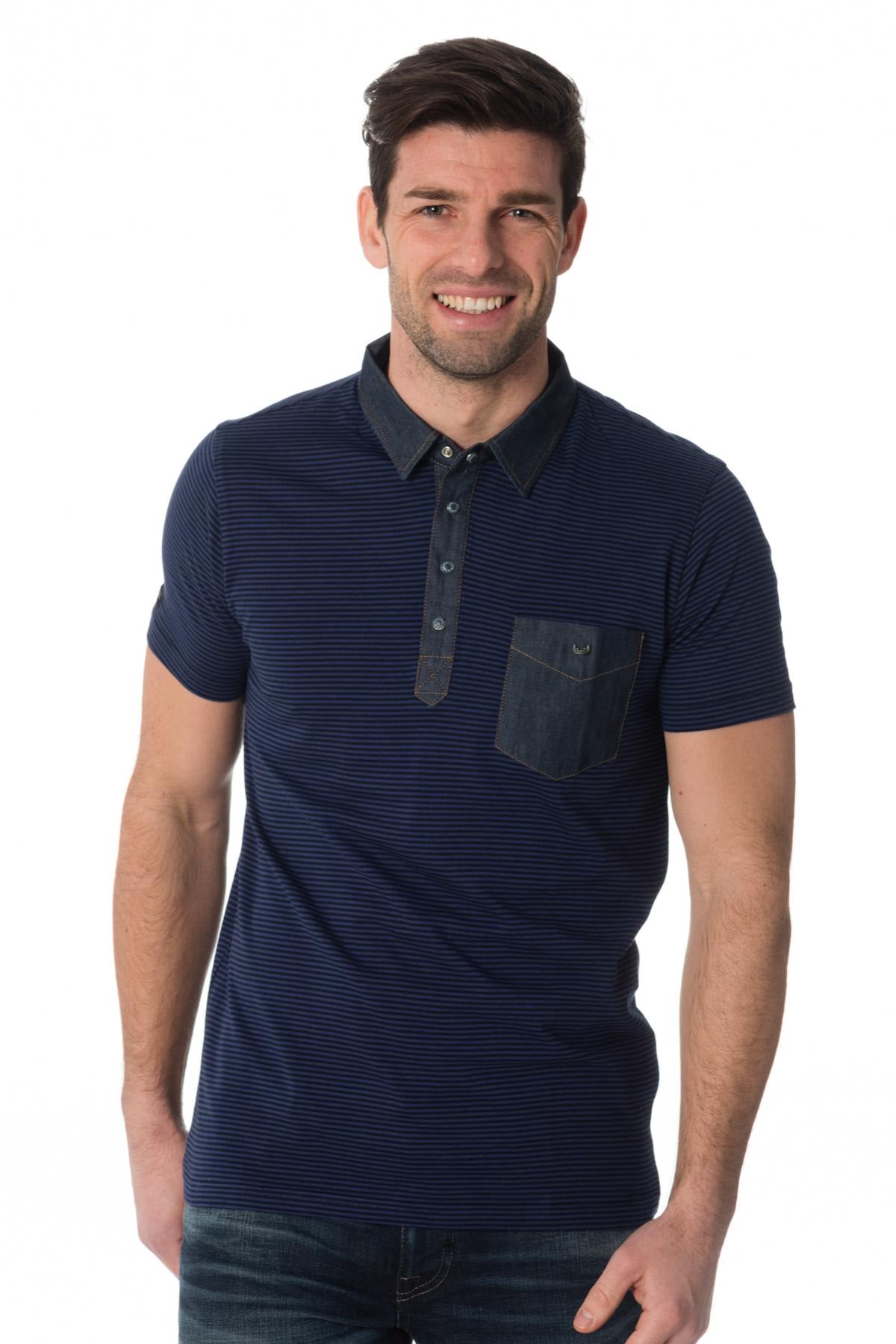  Kaporal men's blue striped polo shirt - Image n°1