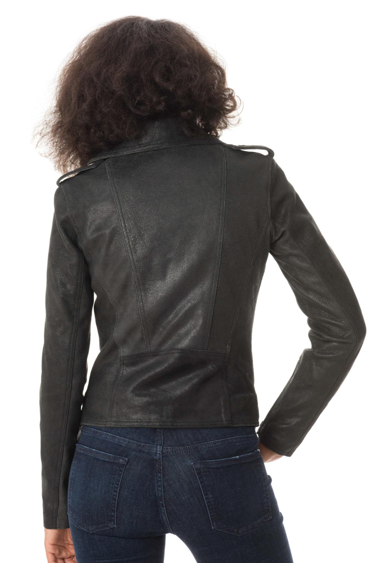 Black aged and cracked perfecto jacket - Image n°8