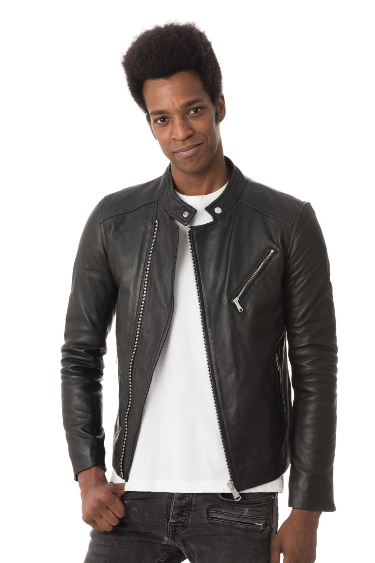 Men's fashionable sheepskin leather jacket - Image n°3