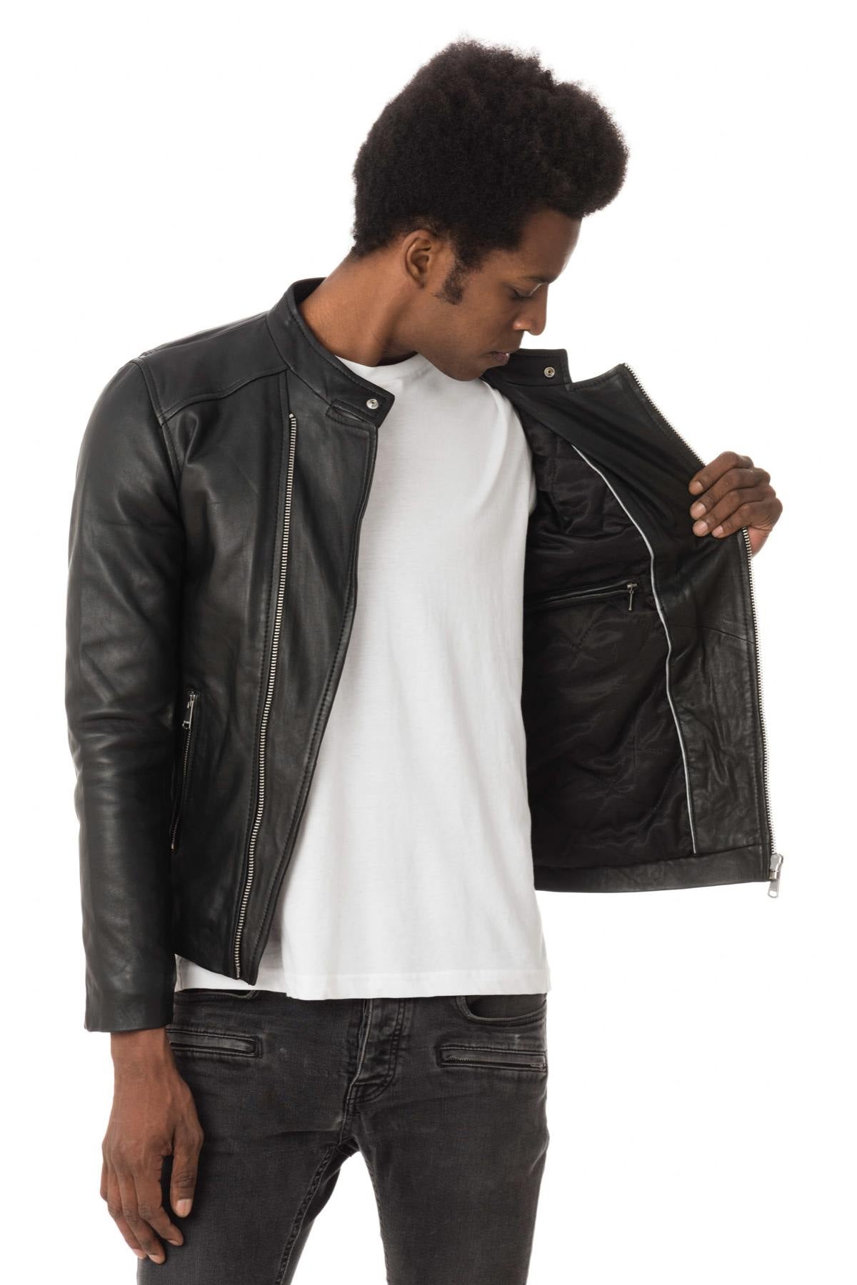 Men's fashionable sheepskin leather jacket - Image n°5