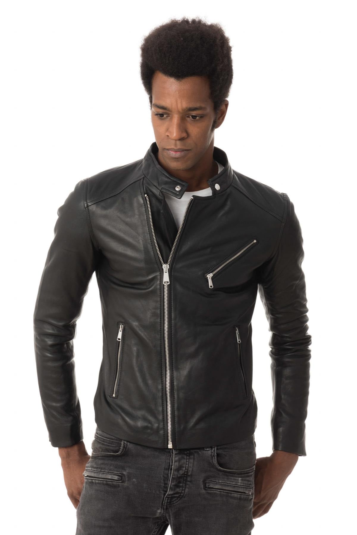 Men's fashionable sheepskin leather jacket - Image n°1