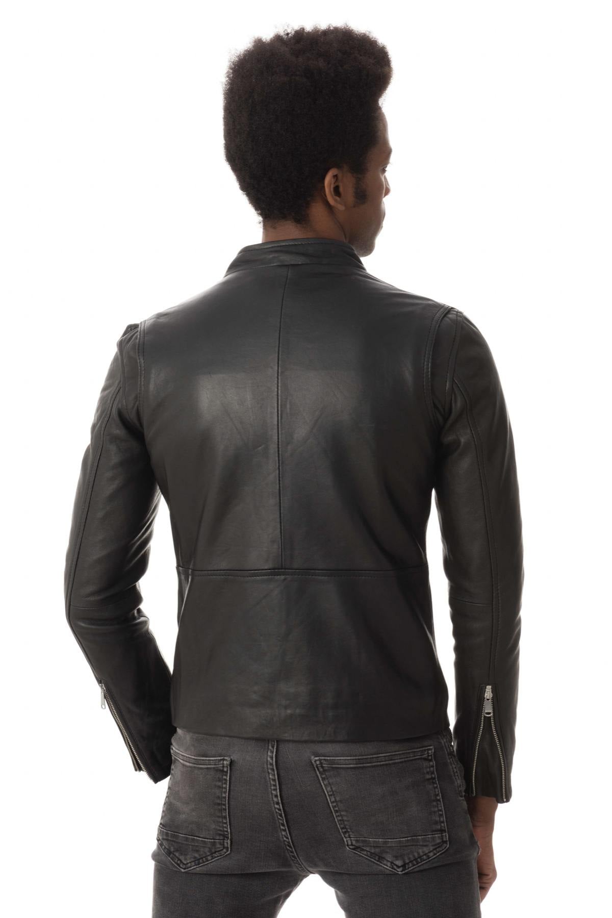 Men's fashionable sheepskin leather jacket - Image n°6