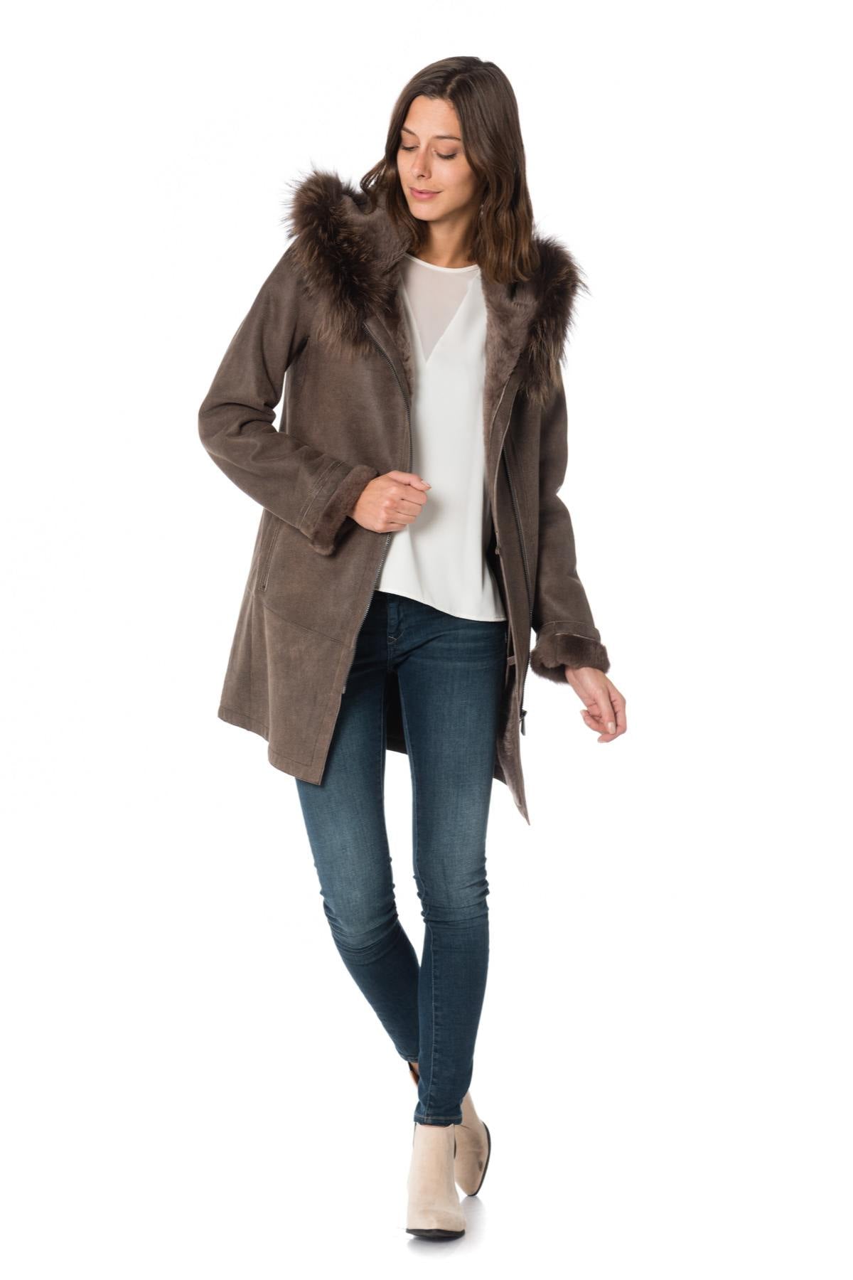 Brown shearling lamb coat - Image n°2