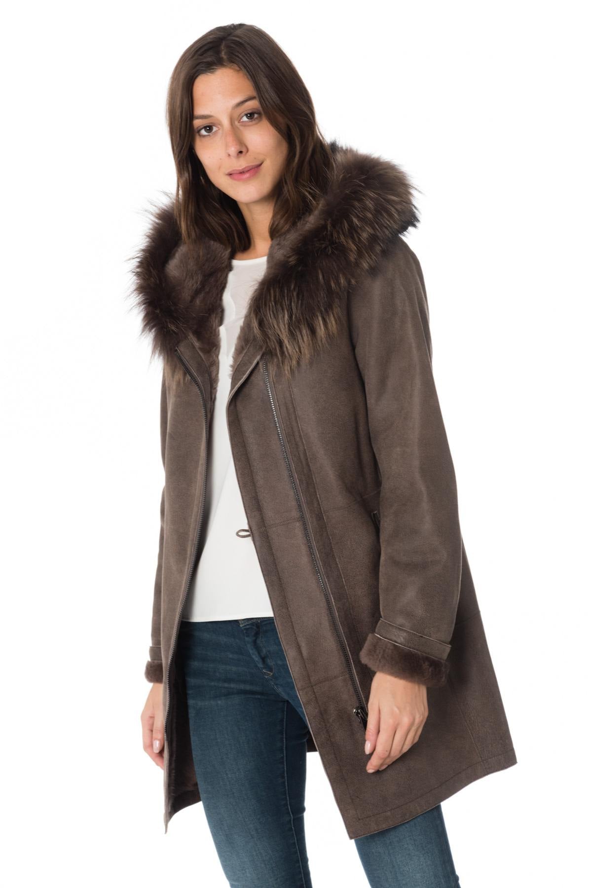 Brown shearling lamb coat - Image n°5