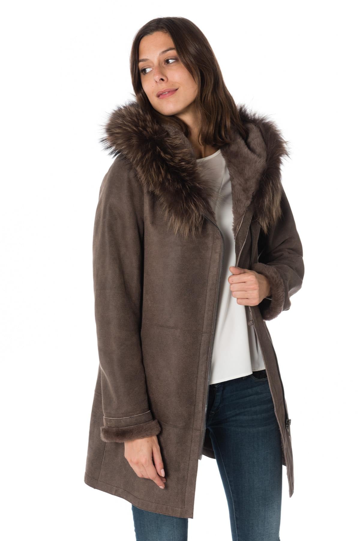 Brown shearling lamb coat - Image n°1