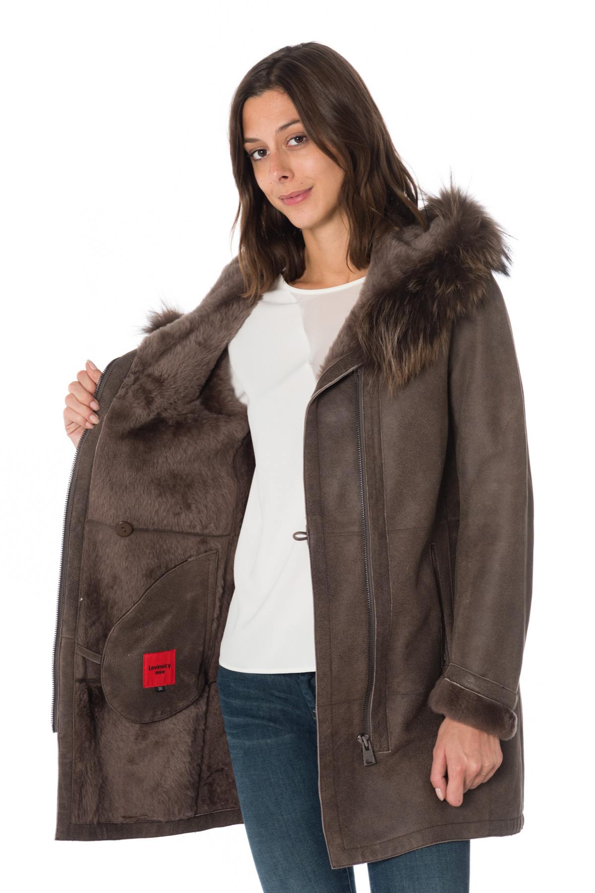 Brown shearling lamb coat - Image n°6