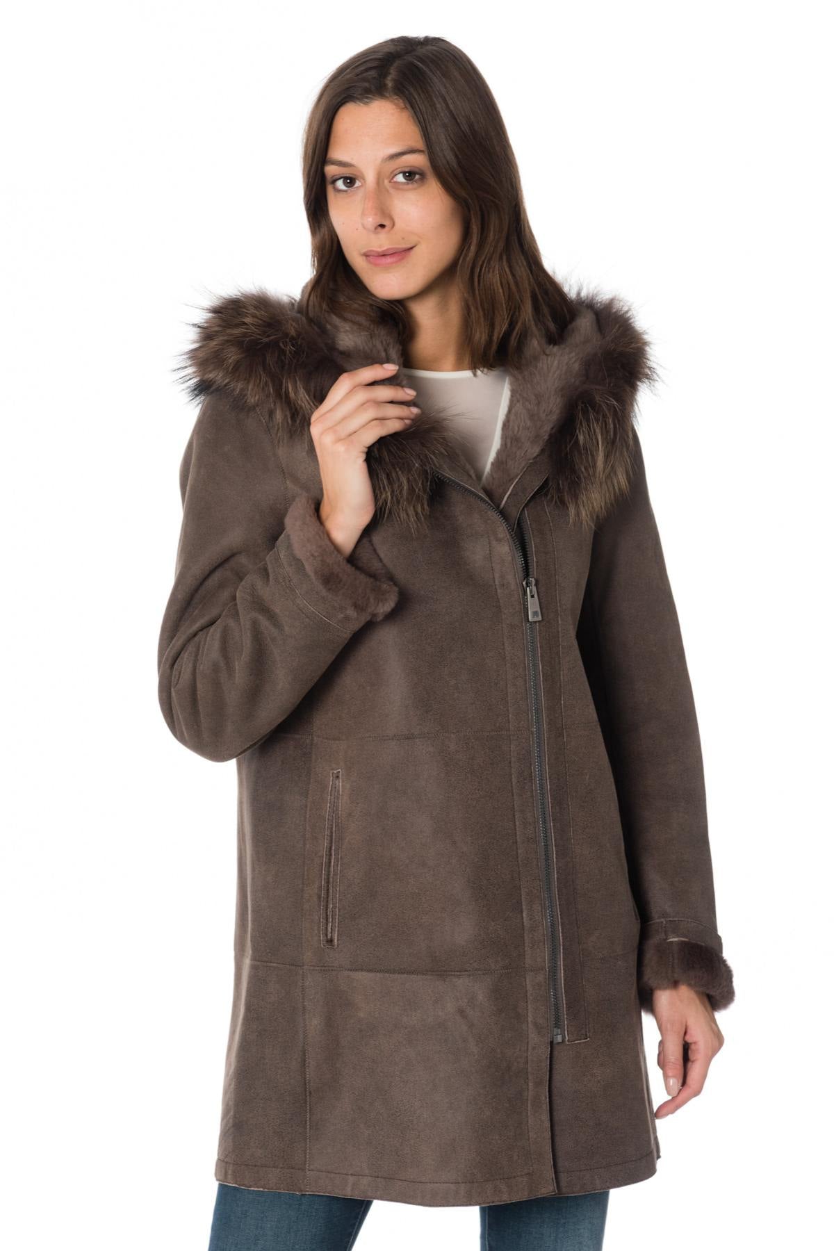 Brown shearling lamb coat - Image n°3