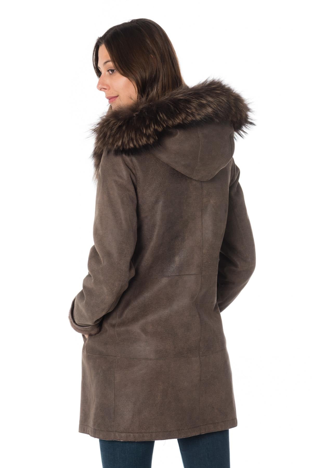 Brown shearling lamb coat - Image n°7