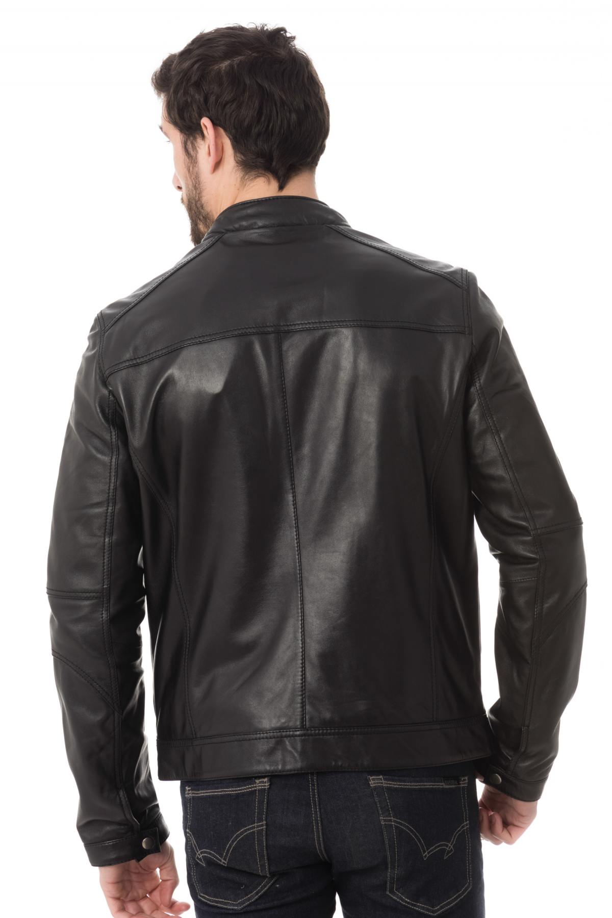 Existenz men's black sheepskin leather jacket - Image n°5