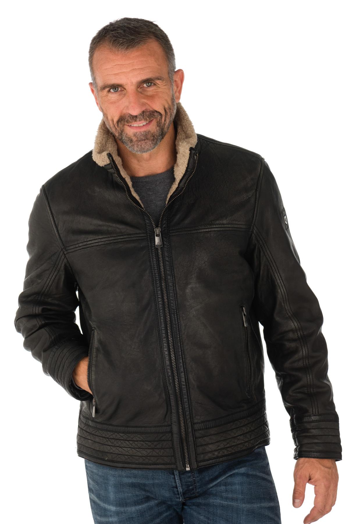 Distressed black lambskin leather jacket - Image n°1