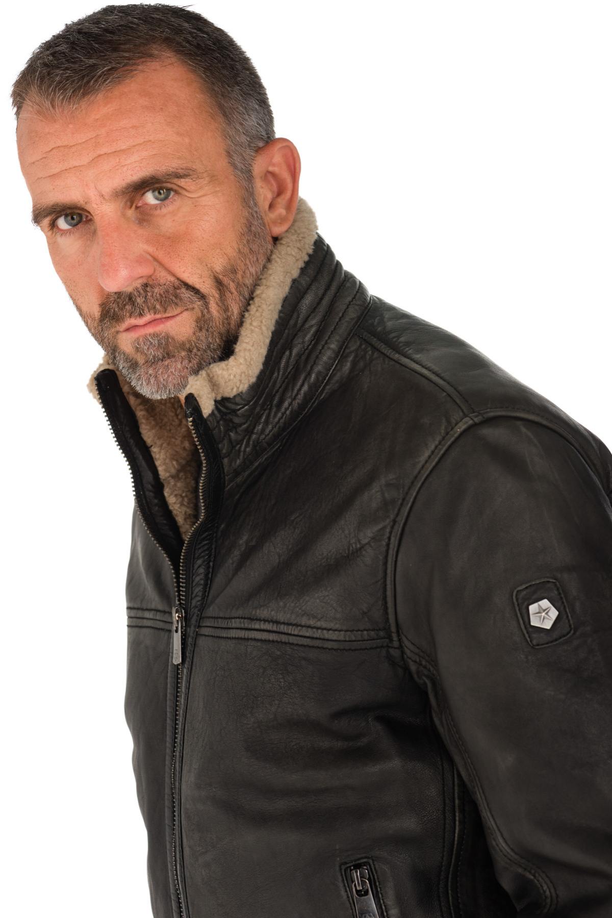 Distressed black lambskin leather jacket - Image n°5