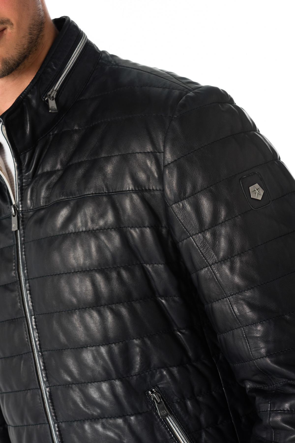 Milestone men's down jacket in navy blue lambskin - Image n°7