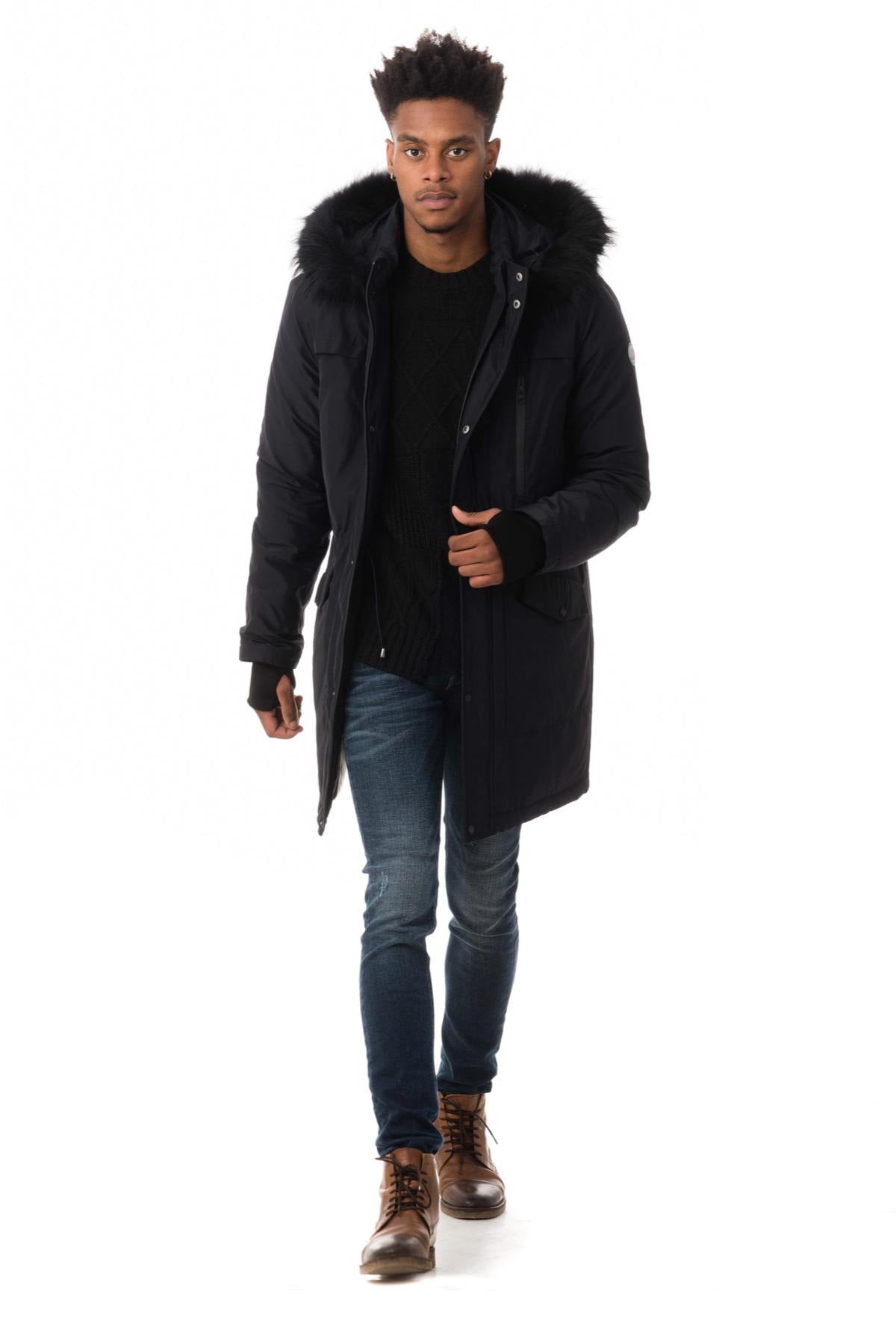 Men's navy blue thinsulate parka - Image n°2