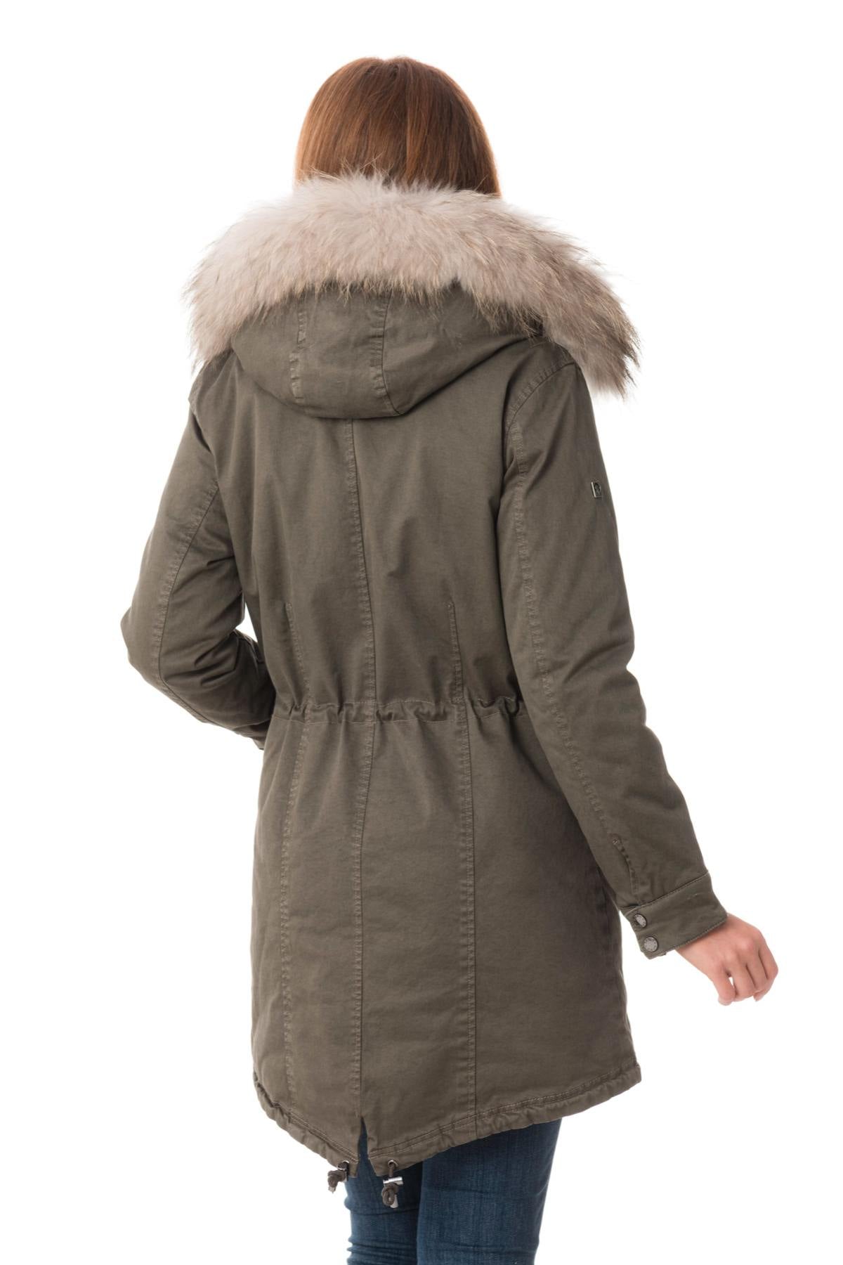 Women's light gray parka with raccoon fur - Image n°6