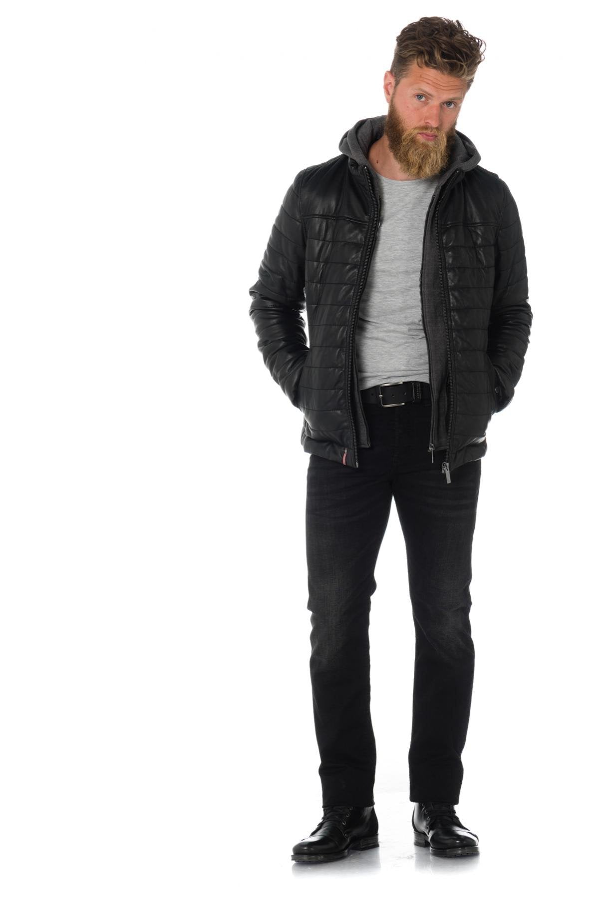 Black down jacket with hood Oakwood - Image n°2