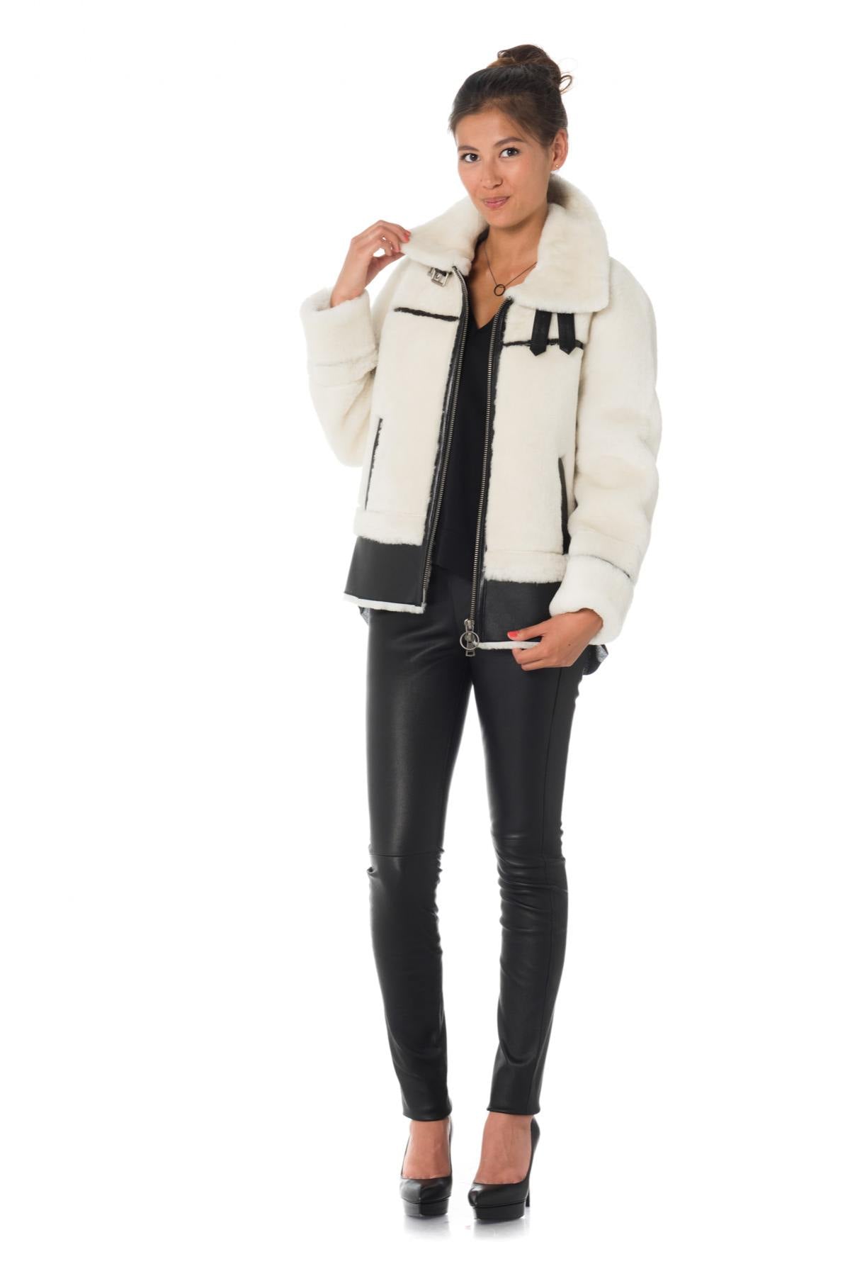 Women's light beige bomber jacket - Image n°2