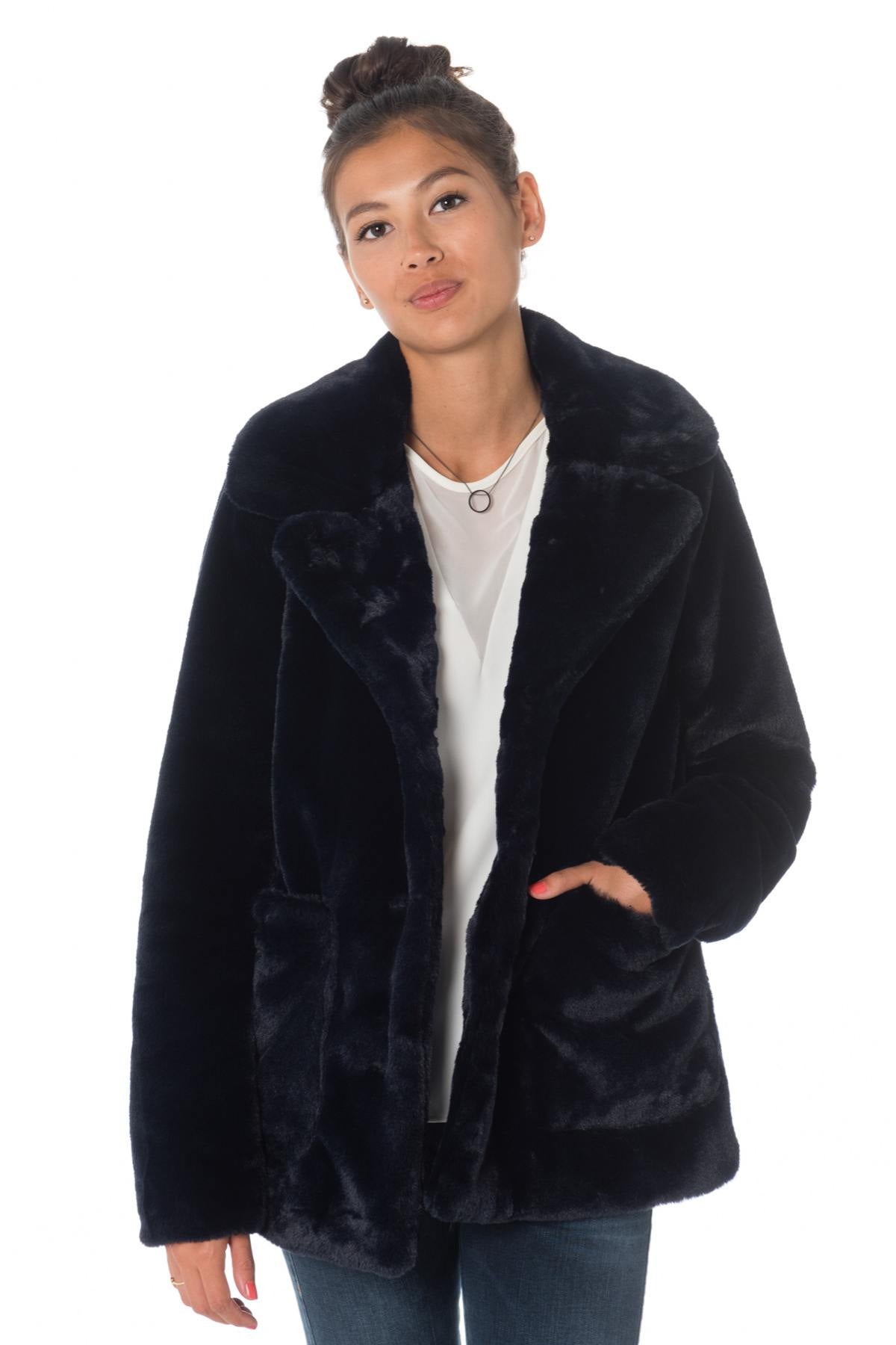 Navy Oakwood Faux Fur Jacket - Image n°4