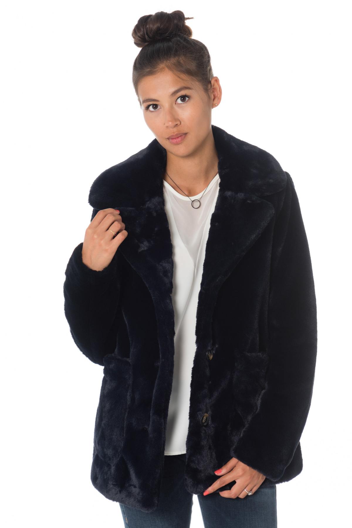 Navy Oakwood Faux Fur Jacket - Image n°3