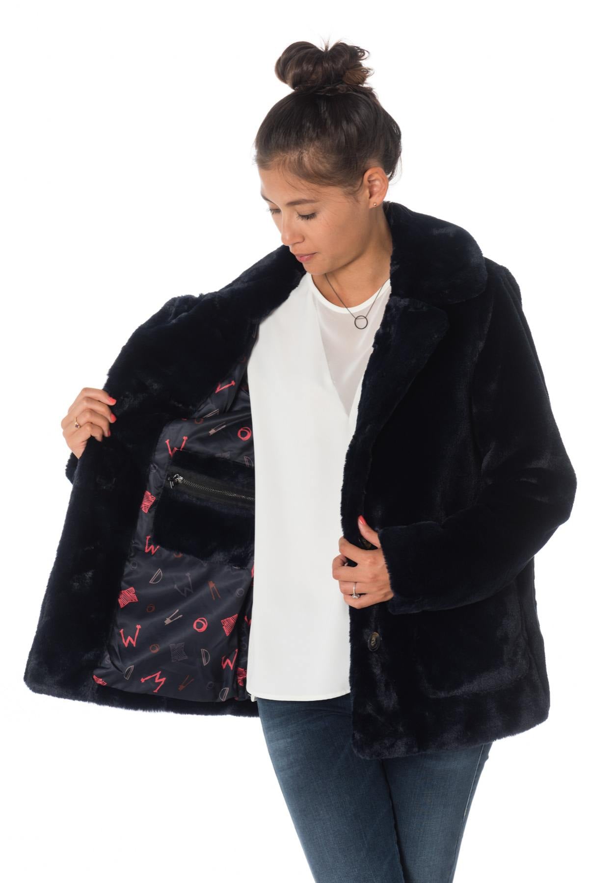 Navy Oakwood Faux Fur Jacket - Image n°6