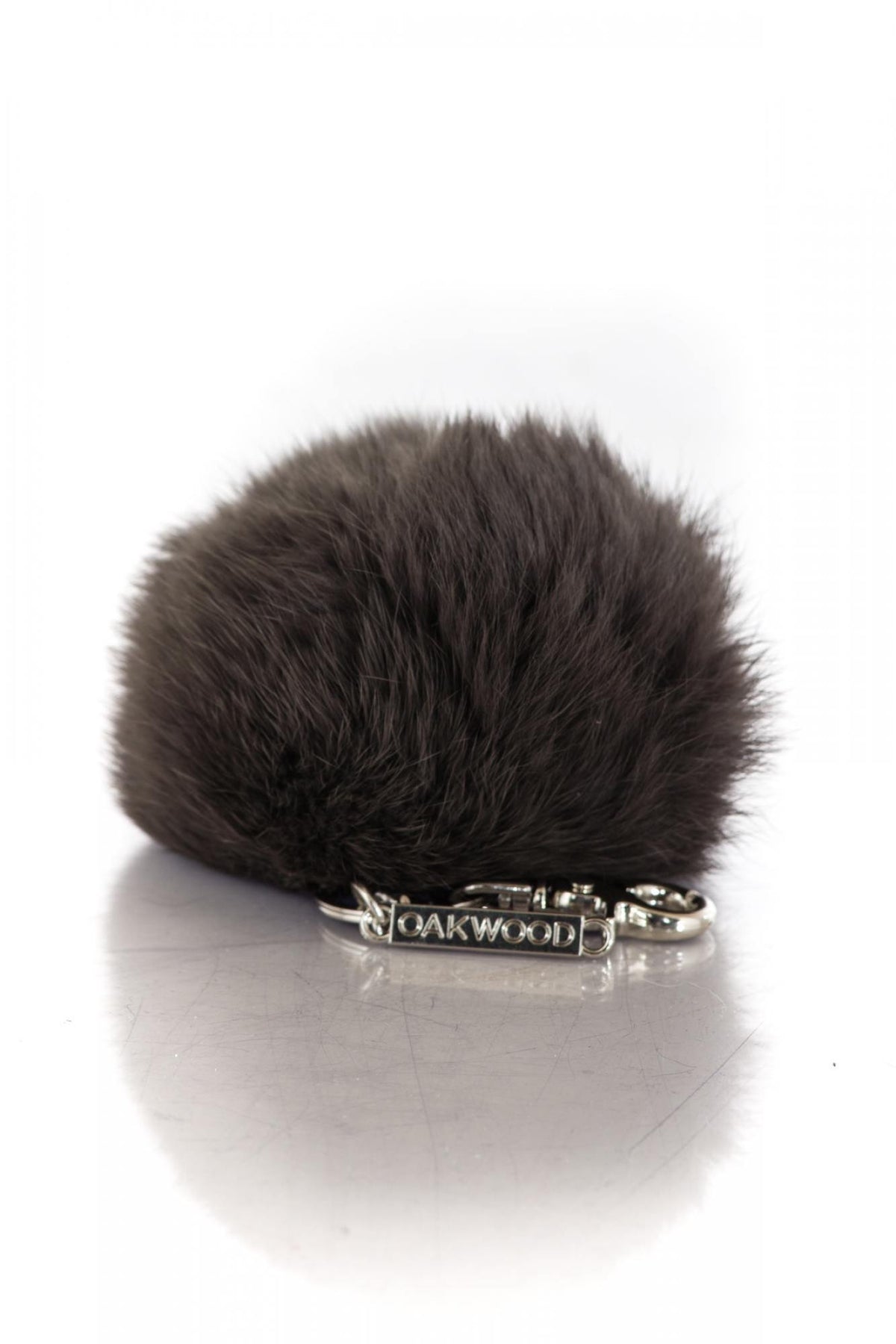 Oakwood Green women's key ring in woven rabbit - Image n°1