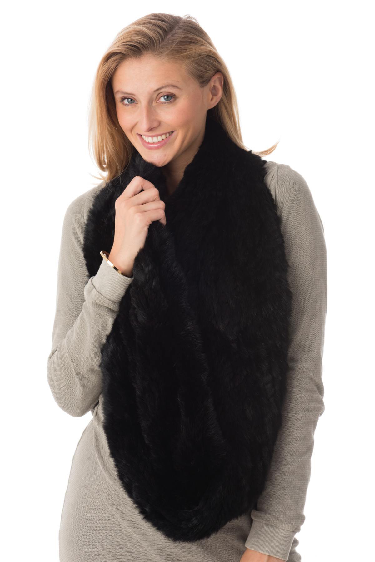 Black rabbit fur snood - Image n°2