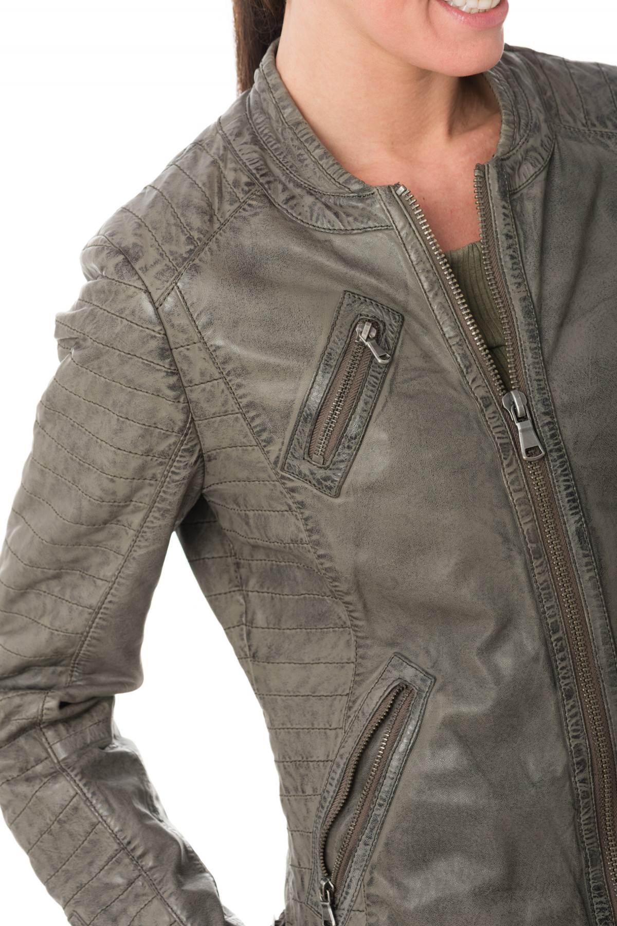  Oakwood women's jacket in gray sheepskin leather - Image n°6