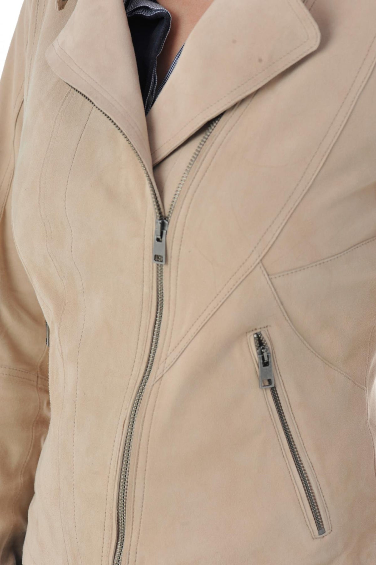 Light pink spring summer leather jacket - Image n°10