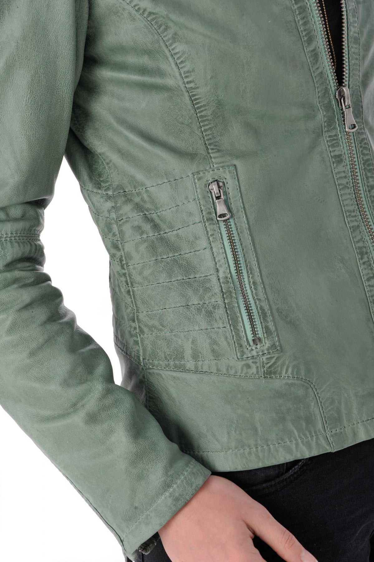 Oakwood tonic green leather jacket - Image n°6