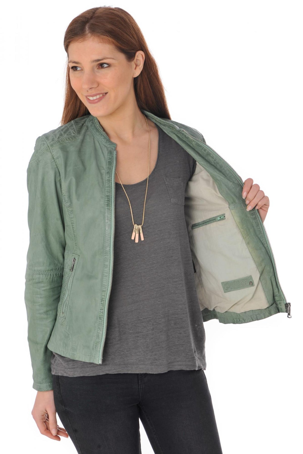 Oakwood tonic green leather jacket - Image n°4