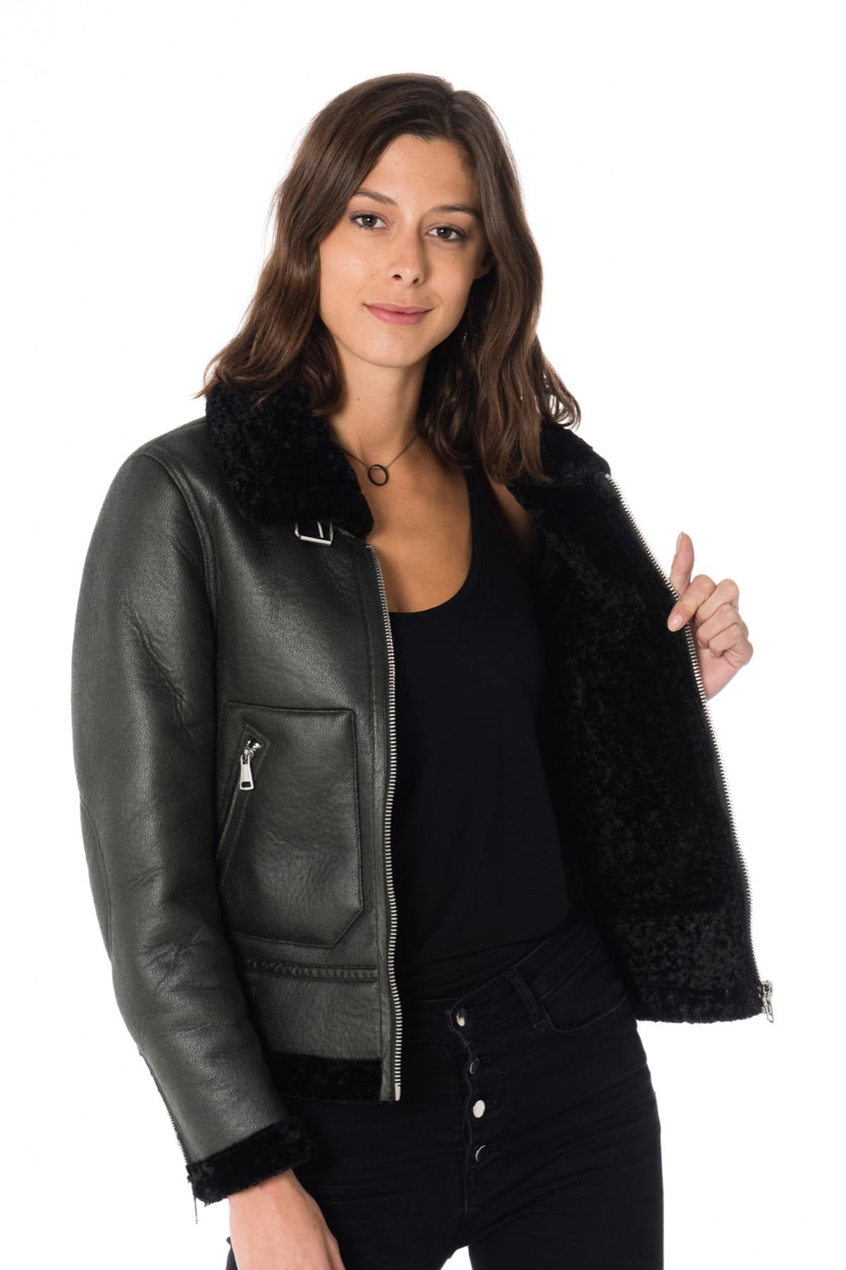 Women's Oakwood Green Polyester Bomber Jacket - Image n°5